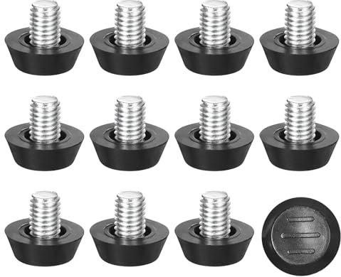 sourcing map Lot de 12 niveleurs réglables pour meubles, M8 x 10 mm, vis filetées pour table, chaise, pieds de meubles, noir