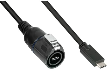 Good Connections Industrie-Steckverbinder S1 - USB 3.2 Gen. 2 Kabel, Stecker C™ mit klick-Arretierung an Stecker C™, M16, IP65/67, 1m, Marke