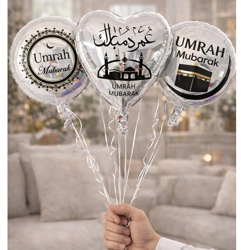 3 Stück Umrah Mubarak Ballon-Set, 45,7 cm (Silber)