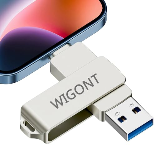 WIGONT 128 GB USB Stick für iPhone Speicherstick, iPhone USB Stick zum Speichern von Mehr Fotos und Videos, Speicherstick für iPhone Externer Speicher, kompatibel mit iOS, Typ C, USB-Anschluss.