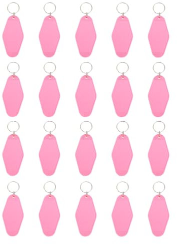 PATIKIL Porte-Clés Vintage pour Motel Lot de 20 Porte-Clés Vierges en Forme de Losange Rétro pour Bricolage Ornements Sac à Dos Étiquettes de Bagages Rose