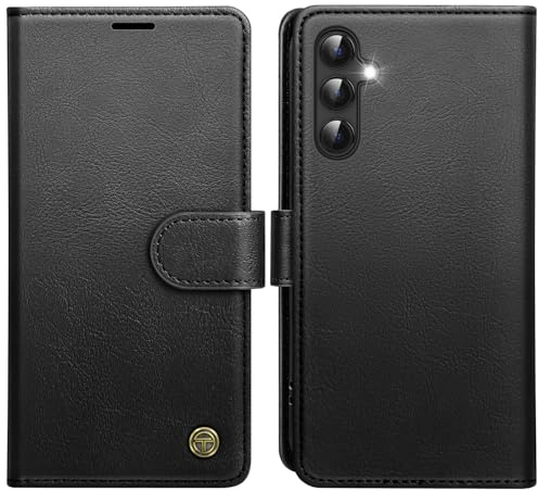 AIMOYU for Samsung Galaxy S24 5G Case, Flip Wallet Leather Phone Case with [4 Card Slots] [Kickstand] [RFID Blocking] Magnetic Protective Shockproof Cover for Samsung S24 Phone Case - Black