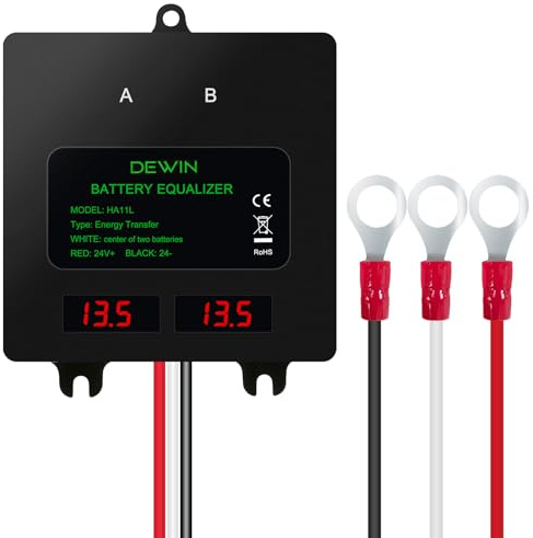 DEWIN Battery Balancer, 24V Digital Display 2 x 12V Battery Equalizer for Lead Acid Lithium Battery