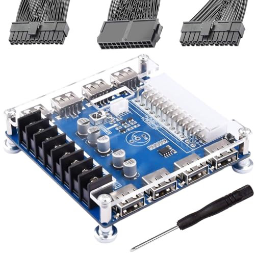 Youmile Stromversorgung ATX Adapter Board ATX-24P 20/24 PinsTake Power Breakout Board 3.3V/5V/12V 8-Port USB mit ATX Motherboard Splitter Kabel Schraubendreher