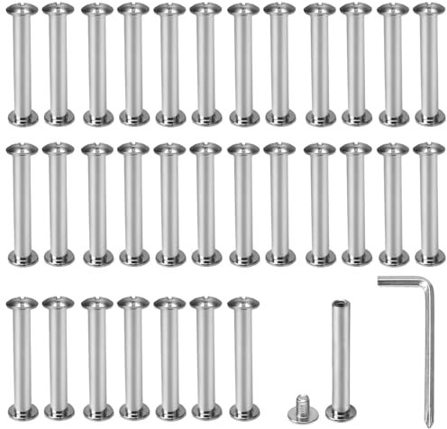 KINDPMA 60Sets M3 Cupboard Joining Bolts 35mm Connecting Screws Cabinet Connectors Furniture Connector Bolts Furniture Screws for Wardrobe Bookcases Shelves