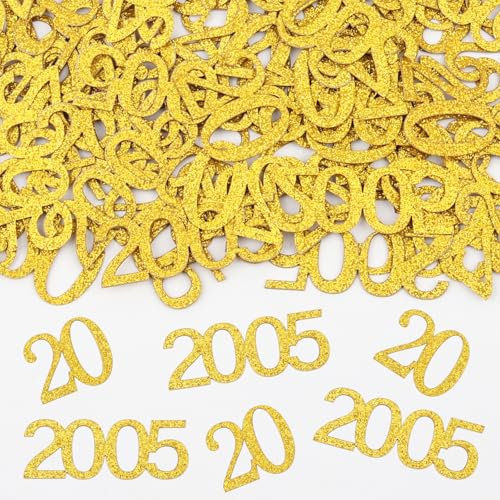 Konfetti 20 Geburtstag Deko,100 Stk Tischdeko Geburtstag Mädchen Junge 2005, 20th Birthday Deko,Glitzer Gold Streudeko zum Geburtstagsdeko Tisch