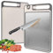 Tabla Cortar Cocina, Tabla de Cortar de Acero Inoxidable 304, Cutting Board de Doble Cara con Afilador de Cuchillos, 36,9 x 25 cm