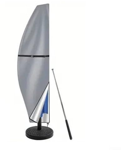 Housse de parasol imperméable en tissu Oxford 210D avec fermeture éclair - Pour parasol de 3 à 4 m - Anti-UV - Gris - 170 x 35 cm