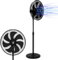 Artebeads 16 Ventiladores de Pie 7 Aspas 3 Velocidades Silencioso Oscilación Rejilla Desmontable para Salón Dormitorio Verano Climas Calurosos (Negro-16in-7)