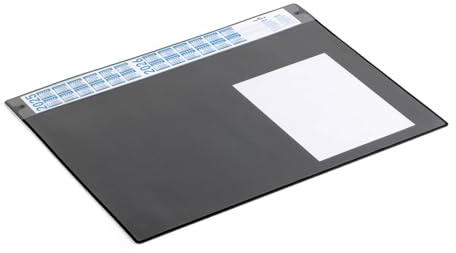 Durable Schreibtischunterlage mit Kalender & Abdeckung, schwarz, 722501 | Schreibunterlage 65x48 cm, rutschfest, mit 4-Jahreskalender, entspiegelte Auflage für Notizen, aus PP