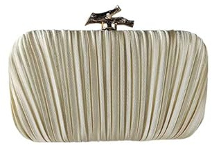 Feizikaw Handtasche Mädchen Elegante formelle Abendtasche, luxuriöse Clutch aus Satin für Gala-Dinner-Partys und (White, One Size)