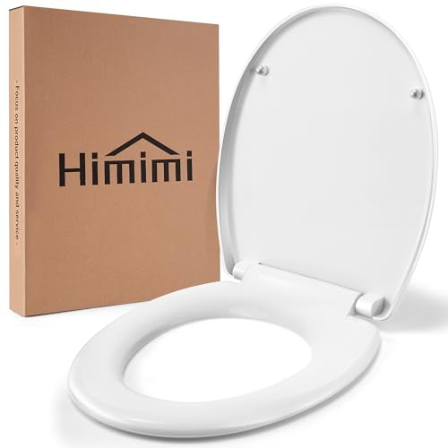 Himimi WC-Sitz mit Absenkautomatik, Quick-Release-Funktion & einfacher Montage, PP O-Form Klodeckel-Toilettendeckel bis 170 kg belastbar, hygienisch & pflegeleicht, Weiß