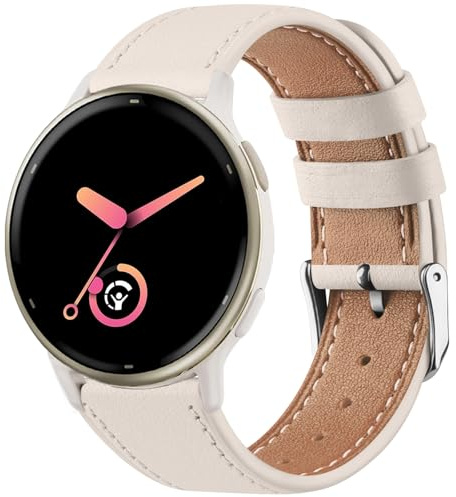 Lederarmband für Garmin Vivoactive 6/5/3, 20mm Ersatzarmband Armbänder Uhrenarmband, Armband für Garmin Vivomove 3/Sport/Style/Luxe/Trend/HR,D2 Air X10/Bounce 2