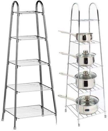 New 5 Tier Chrome PAN Stand Pot Saucepan Storage ORGANISE Unit Rack Holder
