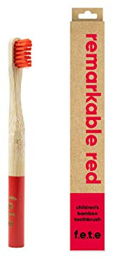 f.e.t.e | Remarkable Red Children's Bamboo Toothbrush | Biodegradable & Compostable Handle | Recyclable Soft Bristles | Sustainable | Vegan