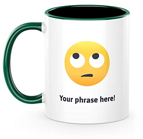 The Kitchenware Company (NE) Ltd. Personalised Emoticon 11oz Mug Featuring Face with Rolling Eyes Forest