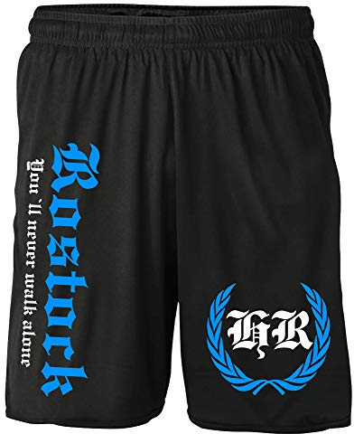 Rostock Kranz Shorts | Fussball Sport Sommer Ultras Kurze Hose Sporthose (XXL, Schwarz Kranz M2)