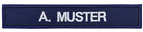 PACOTEX Namensschild bestickt mit eigenem Namen personalisiert Stickschild in vielen Größen und Farben mit Klett (150x25mm, marineblau)