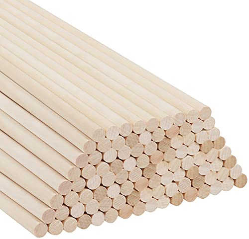 Belle Vous Holzstäbchen zum Basteln Natürlicher Holzstab Rund (100er Pack) 30cm Extra Lange Natürliche Rundholz 6mm Durchmesser Unbehandeltes Holz Makramee Holzstab für DIY, Holzarbeit, Dekoration
