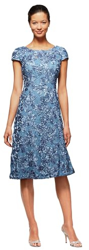 Alex Evenings Damen Kleid in Teelänge mit Rosenspitzen-Details für die Brautmutter (Petite- und Normalgrößen)