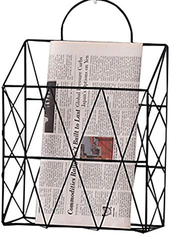 Cratone Magazinhalter hängend Zeitschriftensammler Weiß Metal Zeitungshalter Gitter Zeitungshalter Wand Bücherregal Aufbewahrungskorb Gitter Pinnwand, für Büro Bad Küche (Schwarz-1)