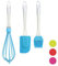 Relaxdays Set de Utensilios de repostería, Pincel, Batidor & Espátula, Accesorios de Silicona, 1 Pack, Azul, Plástico