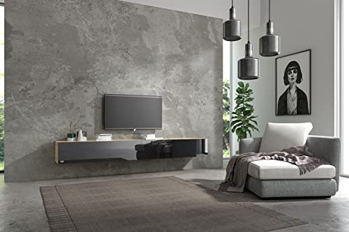 Wuun® TV Lowboard I 100cm-280cmI TV Board hängend Hängeschrank Wohnwand/Somero/Eiche