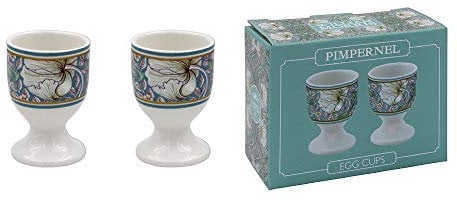 Set of 2 William Morris Blue Pimpernel Fine China Egg Cups Floral Stand Holder