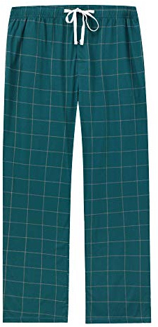 Vulcanodon Mens Cotton Pyjama Bottoms, Lightweight Sleep Pants with Pockets Soft Lounge Pajama Pants for Men Plaid Pj Bottoms (Hunter Green-Plaid, S)