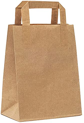 Merrimen Large Brown Paper Bags with Handles - 50 Pack I Kraft Paper Bag, Size - H30 × W25 × D14cm
