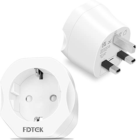 European to UK Plug Adaptor, FDTEK Plug Adapter 2 Pack, EU 2 Pin to 3 Pin Travel Adapter Plug Converter From France, Germany, Spain, Poland, Sweden, South Korea to UK-White
