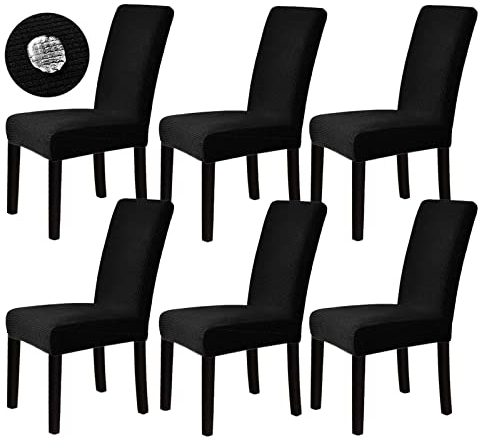 Dubest Stuhlhussen 6er Set,Stretch Stuhlüberzug Waschbar Stuhlbezug Elastische Abnehmbarer Stuhl Bezug Schutz für Bankett Hotel Hochzeit Party Esszimmer Restaurant Küche Deko(Schwarz)