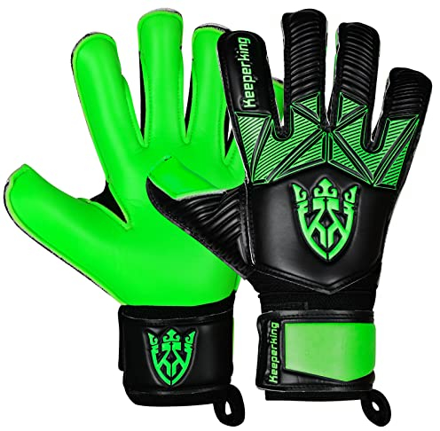 Keeperking Torwarthandschuhe Kinder Jugend Erwachsene Fußballhandschuhe ohne fingersave 4mm Vorhand (9, B-Grün)