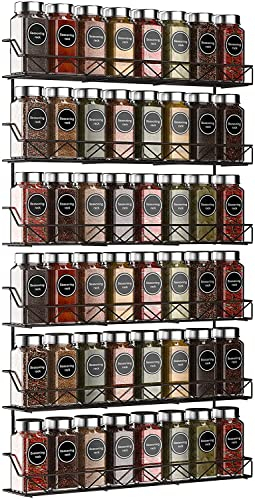 Bomclap Set di 2 Portaspezie da Appendere a Parete, Grande Organizer per Spezie, Metallo Sottile, per Conservazione di Bicchieri in Cucina o Armadio (Nero)