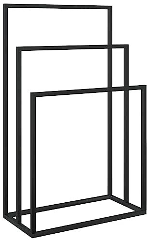 vidaXL Handtuchständer, Handtuchhalter mit viel Platz, Badetuchhalter für Badezimmer, Badezimmerständer Waschwäschehalter Freistehend, Schwarz Eisen