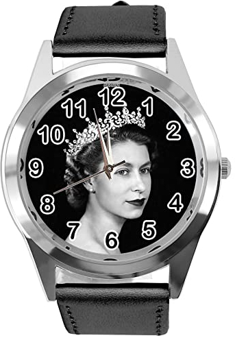 Armbanduhr für Fans von Queen e2, Leder, rund, Schwarz, Schwarz