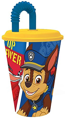 Stor Vaso Infantil Reutilizable con Tapa y Pajita de 430 ml de La Patrulla Canina