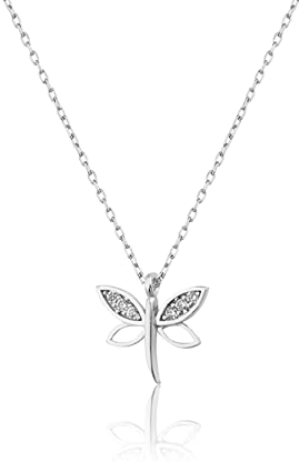 Einzelstück® Dragonfly Halskette Libelle Schmetterling Anhänger | 925 Sterling Silber Schmuck (Dragonfly Halskette Silber)