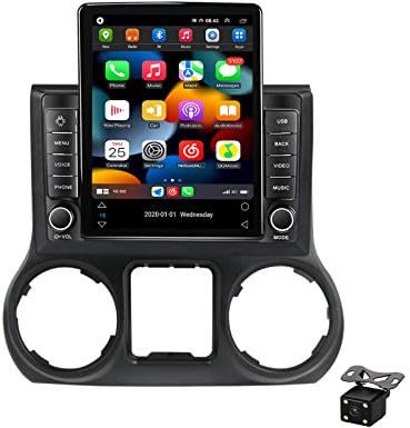 Plusfish 2 Din 9.7 Zoll Touchscreen Autoradio Bluetooth MP5-Player Für Jeep Wrangler 3 JK 2011-2016 Mit Rückfahrkamera Unterstützung Carplay/Android Auto/Bluetooth/DSP/4G/RDS/FM-Radio/USB,Ts400