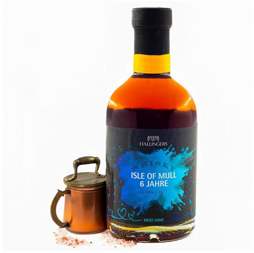 Hallingers Genuss Manufaktur Gourmet-Whisky Geschenk - von Hand abgefüllt in wertiger Geschenkflasche Isle of Mull 6 Jahre 46% vol., Geschenkidee für Frauen Männer