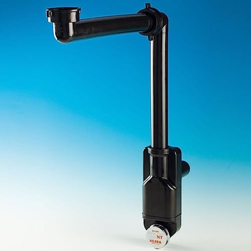 SOTECH Sifone salvaspazio con apertura di ispezione, 32-40 mm, nero, sifone salvaspazio, set di scarico per cucina e bagno