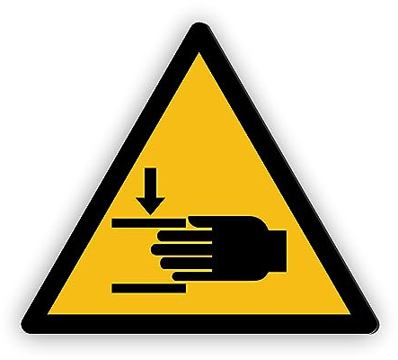 Warnzeichen (W024) Warnung vor Handverletzungen - Dreieckiges Warnschild - Signalgelb (RAL 1003) nach DIN EN ISO 7010