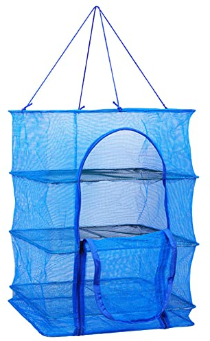 Red de secado colgante de malla de pescado, deshidratador de alimentos, plegable de 3 capas, red de pesca colgante para platos de pescado vegetal