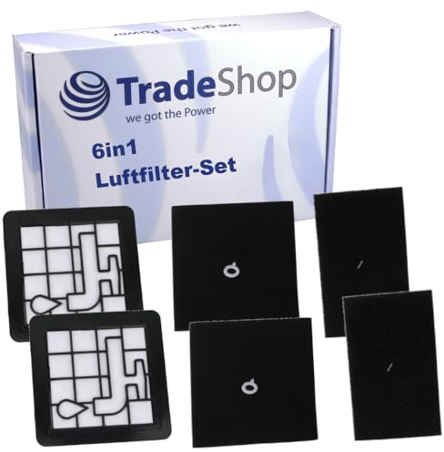 Trade-Shop 6in1 Luftfilter-Set (2x Motorfilter + 2x Schaumfilter + 2x Abluftfilter) kompatibel mit Philips XB2122 XB2123 XB2125 XB2140 XB2142 2000er Serie