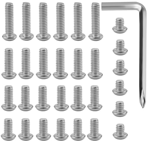 CODIRATO 30 Pcs 1/4 Inch Vis en Acier Inoxydable et Clé Hexagonale, Vis Hexagonales à Tête Ronde, vis 1/4'' pour cage d'Appareil Photo DSLR ou Accessoires Supplémentaires, Vis pour Trépied Photo