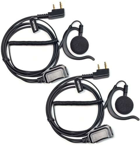UAYESOK Funkgerät Ohrhörer G Form Walkie Talkie 2 Pin Security Headset mit PTT Mikrofon für Kenwood Protalk Baofeng UV-5R 888S BF-F8HP Quansheng UV-K5 Retevis TYT Bodyguard Handfunkgerät (2 STK.)
