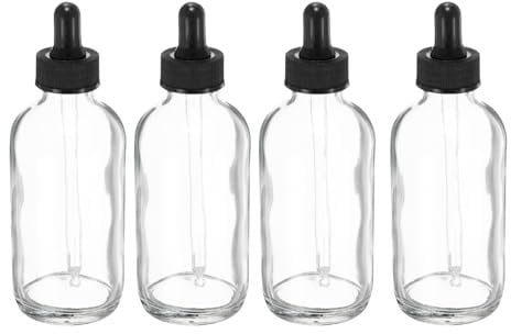 PATIKIL 120ml Glass Dropper Bottle, 4Pcs Leakproof Essential Oils Sample Liquid Perfume Container with Eye Dropper for Storage Home Travel, Clear
