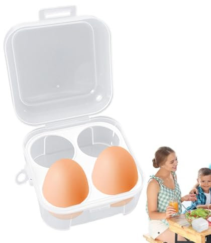 Contenitore per uova da viaggio, porta uova | Porta uova resistente agli urti con coperchio, vassoio per uova integrato - 4 scomparti, portauova portatile, casse per uova fresche