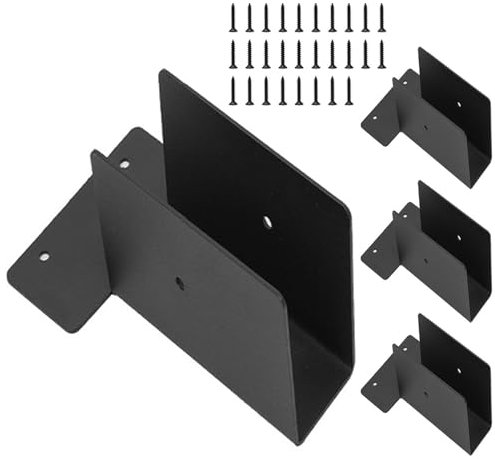 Rurunklee Kit de pergola en bois, supports de pergola en acier | 4 supports de montage sur le dessus de pergola en métal – Support supérieur robuste, kit de matériel, kit de construction en bois avec