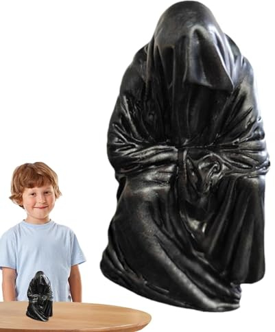 Sensenmann sitzende Statue, gesichtslose Geisterstatue - Schwarze Robe Walker Gothic Harz Figur - Gothic Grim Reaper, Walker Gothic Resin Figur Neuheit Creeper Home Decor Akzent für Regal, Tisch